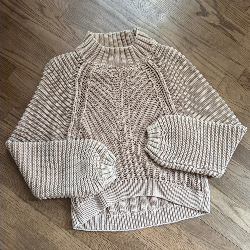 Free People Cable-Knit Mock Neck Sweater